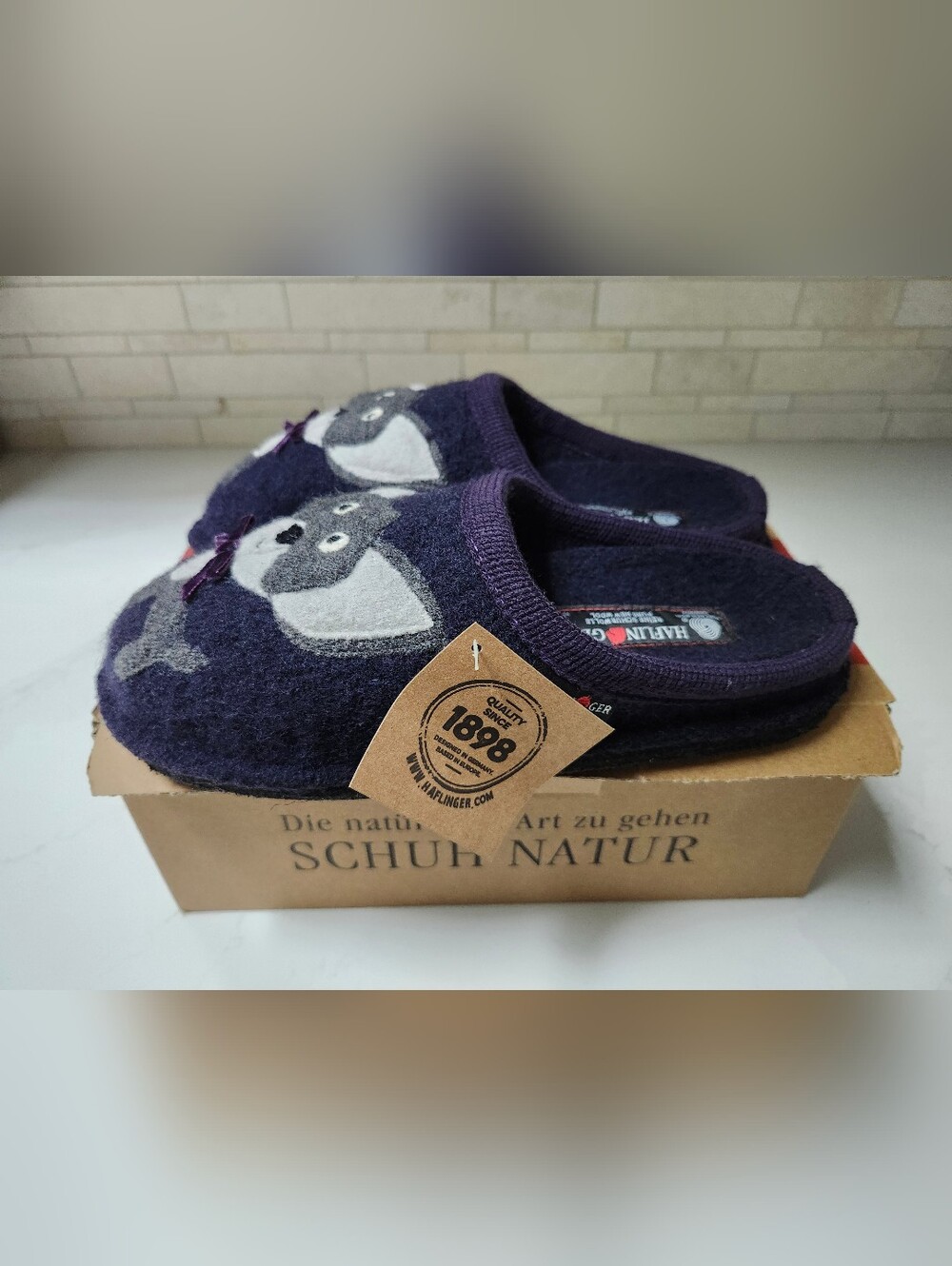 Haflinger Flair Chihuahua Purple/Grey Wool Felt Slippers Women's Size 39 (8-8.5) - Picture 3 of 13
